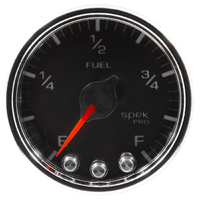 Spek-Pro 2-1/16" Stepper Motor Programmable Fuel Level Gauge (0-300Ω) Black Dial, Chrome Bezel, Clear Lens