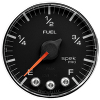 Spek-Pro 2-1/16" Stepper Motor Programmable Fuel Level Gauge (0-300Ω) Black Dial, Chrome Bezel, Flat Antiglare Lens