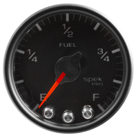 Spek-Pro 2-1/16" Stepper Motor Programmable Fuel Level Gauge (0-300Ω) Black Dial, Black Bezel, Clear Lens