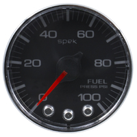 Spek-Pro 2-1/16" Stepper Motor Fuel Pressure Gauge (0-100 PSI) Black Dial, Chrome Bezel, Flat Antiglare Lens