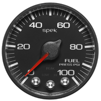 Spek-Pro 2-1/16" Stepper Motor Fuel Pressure Gauge (0-100 PSI) Black Dial, Black Bezel, Flat Antiglare Lens