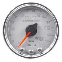 Spek-Pro 2-1/16" Stepper Motor Fuel Pressure Gauge (0-15 PSI) Silver Dial, Chrome Bezel, Clear Lens