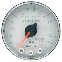 Spek-Pro 2-1/16" Stepper Motor Fuel Pressure Gauge (0-15 PSI) Silver Dial, Chrome Bezel, Flat Antiglare Lens