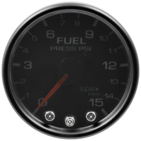 Spek-Pro 2-1/16" Stepper Motor Fuel Pressure Gauge (0-15 PSI) Black Dial, Black Bezel, Smoked Lens