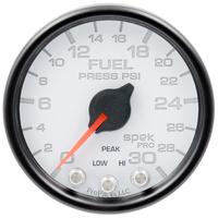 Spek-Pro 2-1/16" Stepper Motor Fuel Pressure Gauge (0-30 PSI) White Dial, Black Bezel, Clear Lens