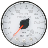 Spek-Pro 2-1/16" Stepper Motor Fuel Pressure Gauge (0-30 PSI) White Dial, Black Bezel, Flat Antiglare Lens