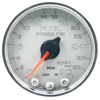 Spek-Pro 2-1/16" Stepper Motor Fuel Pressure Gauge (0-30 PSI) Silver Dial, Chrome Bezel, Clear Lens