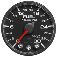 Spek-Pro 2-1/16" Stepper Motor Fuel Pressure Gauge (0-30 PSI) Black Dial, Black Bezel, Flat Antiglare Lens