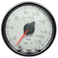 Spek-Pro 2-1/16" Stepper Motor Nitrous Pressure Gauge (0-1600 PSI) White Dial, Black Bezel, Clear Lens