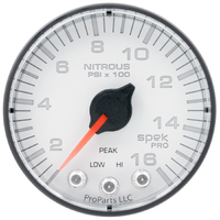 Spek-Pro 2-1/16" Stepper Motor Nitrous Pressure Gauge (0-1600 PSI) White Dial, Black Bezel, Flat Antiglare Lens