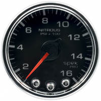 Spek-Pro 2-1/16" Stepper Motor Nitrous Pressure Gauge (0-1600 PSI) Black Dial, Chrome Bezel, Clear Lens