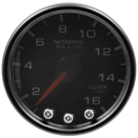 Spek-Pro 2-1/16" Stepper Motor Nitrous Pressure Gauge (0-1600 PSI) Black Dial, Black Bezel, Smoked Lens