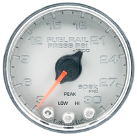 Spek-Pro 2-1/16" Stepper Motor Fuel Rail Pressure Gauge (3-30K PSI) Silver Dial, Chrome Bezel, Clear Lens