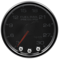 Spek-Pro 2-1/16" Stepper Motor Fuel Rail Pressure Gauge (3-30K PSI) Black Dial, Black Bezel, Smoked Lens