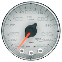 Spek-Pro 2-1/16" Stepper Motor Oil Temperature Gauge (100-300 °F) Silver Dial, Chrome Bezel, Flat Antiglare Lens