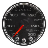 Spek-Pro 2-1/16" Stepper Motor Oil Temperature Gauge (100-300 °F) Black Dial, Chrome Bezel, Clear Lens