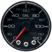 Spek-Pro 2-1/16" Stepper Motor Oil Pressure Gauge (0-120 PSI) No O-Ring, Black Dial, Black Bezel, Clear Lens