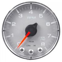 Spek-Pro 2-1/16" In-Dash Tachometer (0-8,000 RPM) Silver Dial, Chrome Bezel, Flat Antiglare Lens