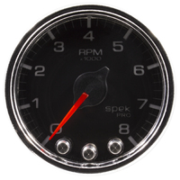 Spek-Pro 2-1/16" In-Dash Tachometer (0-8,000 RPM) Black Dial, Chrome Bezel, Clear Lens