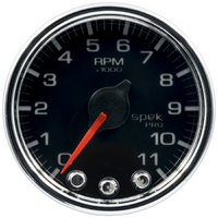 Spek-Pro 2-1/16" In-Dash Tachometer (0-11,000 RPM) Black Dial, Chrome Bezel, Clear Lens