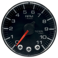 Spek-Pro 2-1/16" In-Dash Tachometer (0-11,000 RPM) Black Dial, Chrome Bezel, Flat Antiglare Lens