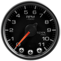 Spek-Pro 2-1/16" In-Dash Tachometer (0-11,000 RPM) Black Dial, Black Bezel, Clear Lens