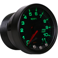 Spek-Pro 2-1/16" In-Dash Tachometer (0-11,000 RPM) Black Dial, Black Bezel, Smoked Lens