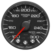 Spek-Pro 2-1/16" Stepper Motor Transmission Temperature Gauge (100-300 °F) Black Dial, Black Bezel, Flat Antiglare Lens