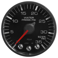 Spek 2-1/16" Stepper Motor Water Pressure Gauge (0-35 PSI) Black Dial, Black Bezel, Flat Antiglare Lens