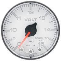 Spek-Pro 2-1/16" Stepper Motor Digital Voltmeter (0-16V) White Dial, Black Bezel, Flat Antiglare Lens