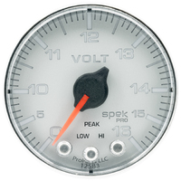 Spek-Pro 2-1/16" Stepper Motor Digital Voltmeter (0-16V) Silver Dial, Chrome Bezel, Flat Antiglare Lens