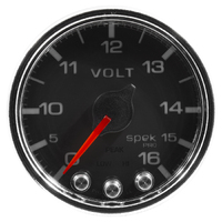 Spek-Pro 2-1/16" Stepper Motor Digital Voltmeter (0-16V) Black Dial, Chrome Bezel, Clear Lens