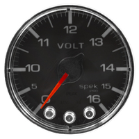 Spek-Pro 2-1/16" Stepper Motor Digital Voltmeter (0-16V) Black Dial, Chrome Bezel, Flat Antiglare Lens