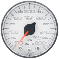 Spek-Pro 2-1/16" Stepper Motor Water Temperature Gauge (100-300 °F) White Dial, Black Bezel, Flat Antiglare Lens