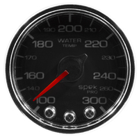 Spek-Pro 2-1/16" Stepper Motor Water Temperature Gauge (100-300 °F) Black Dial, Chrome Bezel, Clear Lens