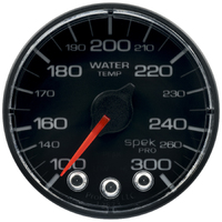 Spek-Pro 2-1/16" Stepper Motor Water Temperature Gauge (100-300 °F) No O-Ring, Black Dial, Black Bezel, Clear Lens