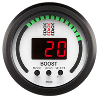 Stack 2-1/16" Boost Controller Gauge (-1 To +2 Bar/-30Inhg To +30 PSI) White