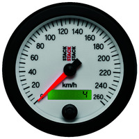 Stack 88mm Speedometer (0-260 Km/H) White