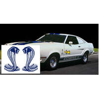 1975-77 Cobra II Die Cut Fender Snake Decal Set - Factory Sapphire Blue