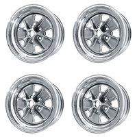 1964 - 1967 Mustang Styled Steel Wheel (15x7 Chrome Rim, Charcoal Paint Center) Set of 4