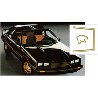 1981 Ford Mercury Capri Gold Cat Head Decal Set - Gloss Black with Tape