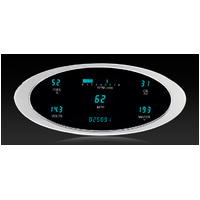 Universal 4" x 9.5" Elliptical Digital Instrument (Metric) Chrome Bezel, Teal Display