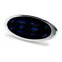 Universal 5" x 12.25" Elliptical Digital Instrument (Metric) Brushed Satin Bezel, Blue Display