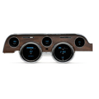 1968 Ford Mustang Digital Instrument System (Metric) Woodgrain Bezel - Blue Display