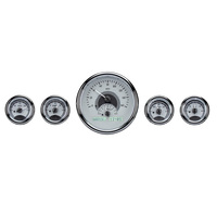 Universal Five Gauge Round MHX Instrument in KPH - Silver Alloy Face, White Display