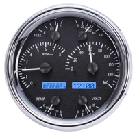 Universal Single 7" Round MHX Gauge (Metric) Black Alloy Face, Blue Display