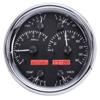 Universal Single 7" Round MHX Gauge (Metric) Black Alloy Face, Red Display