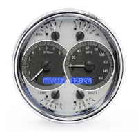 Universal Single 7" Round MHX Gauge (Metric) Silver Alloy Face, Blue Display