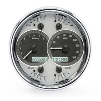 Universal Single 7" Round MHX Gauge (Metric) Silver Alloy Face, White Display