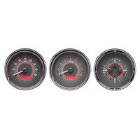 Universal 5.4" Round MHX Analog Gauge Trio (Metric) Carbon Fibre Face, Blue Display